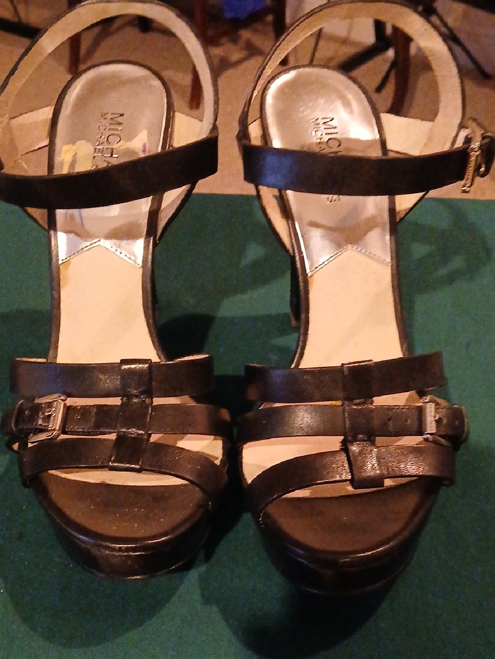 Michael Kors Black Leather Strappy Platform Heels